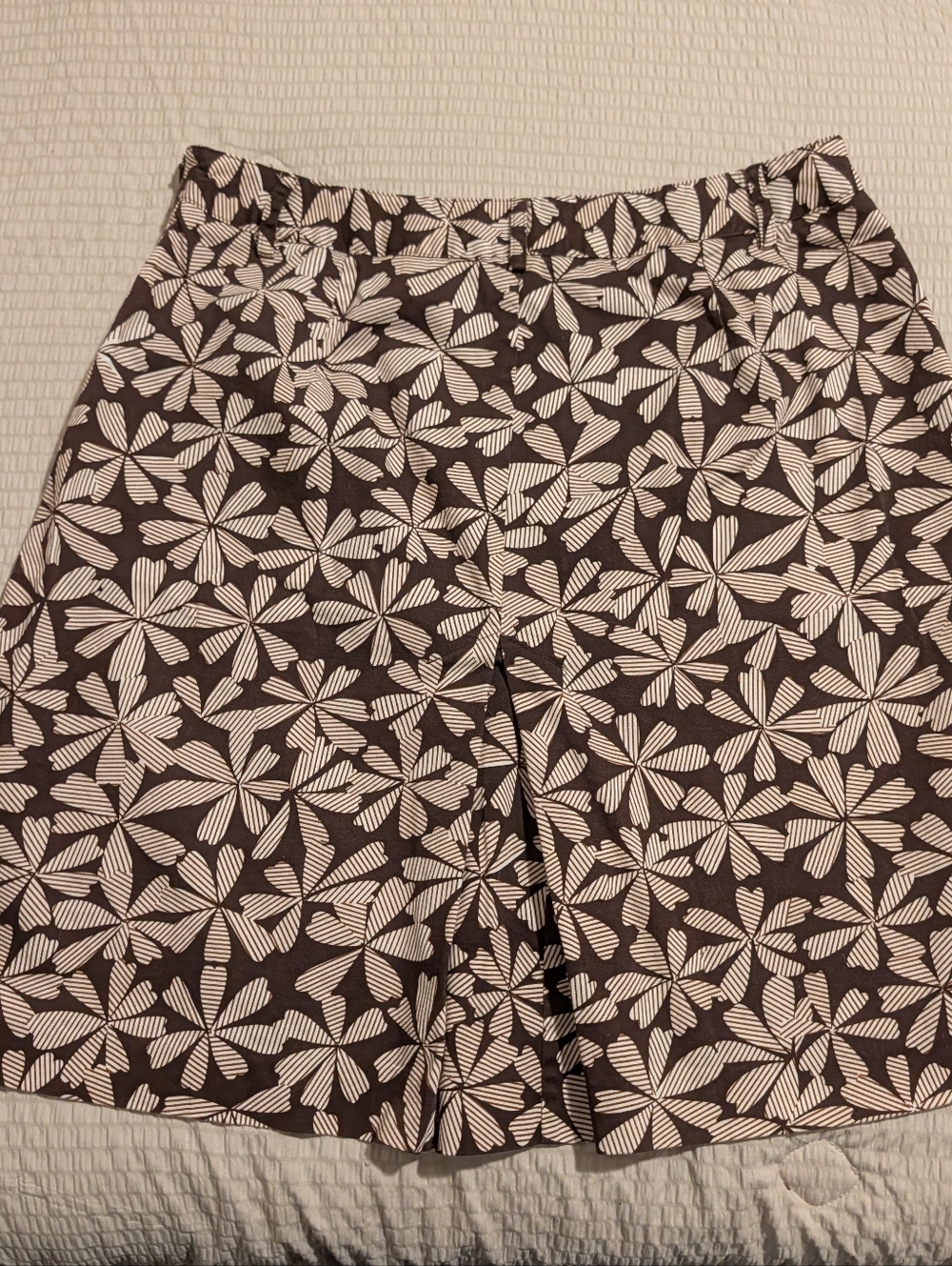 Willi Smith Floral A-Line Midi Skirt in Cream and Brown